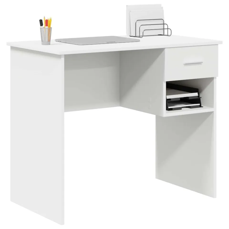 vidaXL Bureau Wit 90 x 49 x 75 cm Bewerkt hout