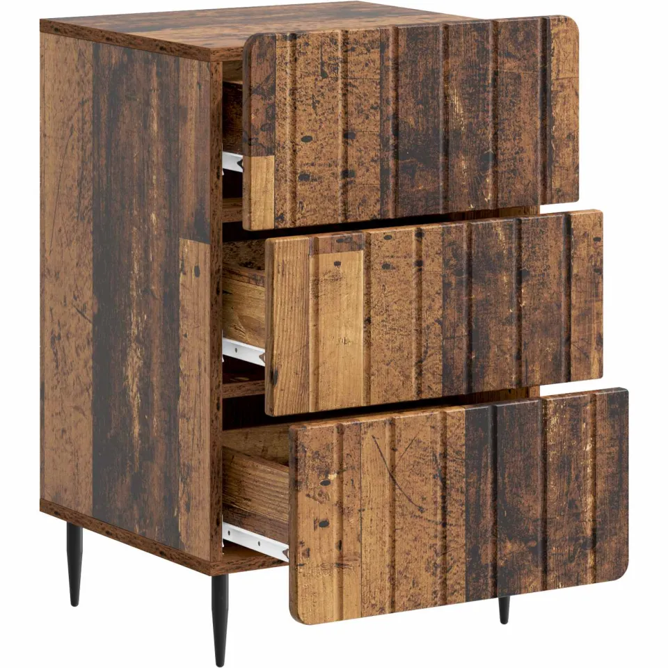 vidaXL Nachtkastje met lade Oud hout 43x 41 x 68 cm Bewerkt hout bruin, foto 3