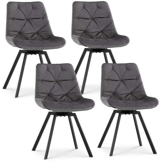Corenia Eetkamerstoelen – Stoelen – Kuipstoelen – Bureaustoelen – Design Stoelen – Draaibaar 360° – Ergonomisch Met Fluwelen Bekleding grijs