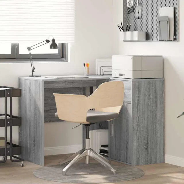 vidaXL Hoekbureau met lade met plank Grijs Sonoma 102 x 88 x 75 cm
