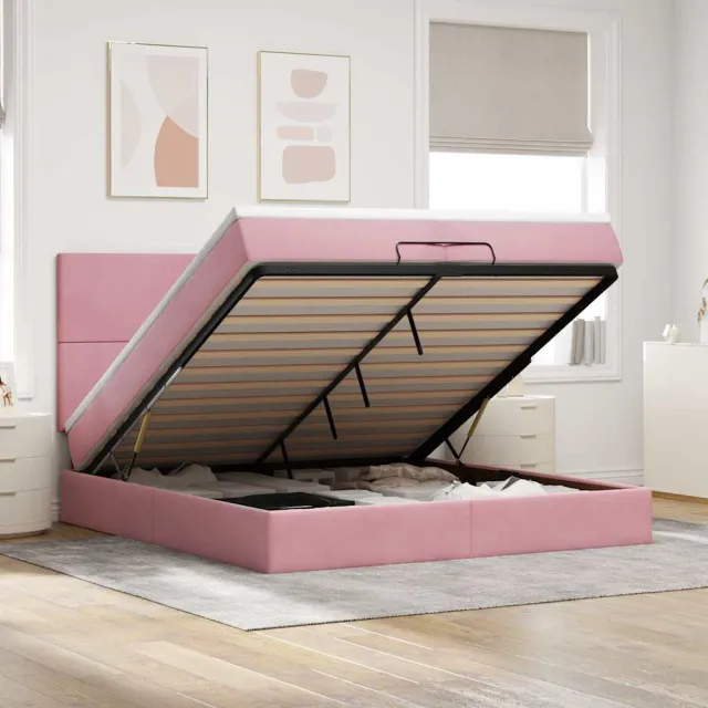 vidaXL Ottoman bed met matrassen 200x200cm fluweel roze