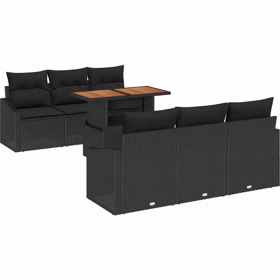 vidaXL Tuin Sofa Set 7 st Zwart Poly riet