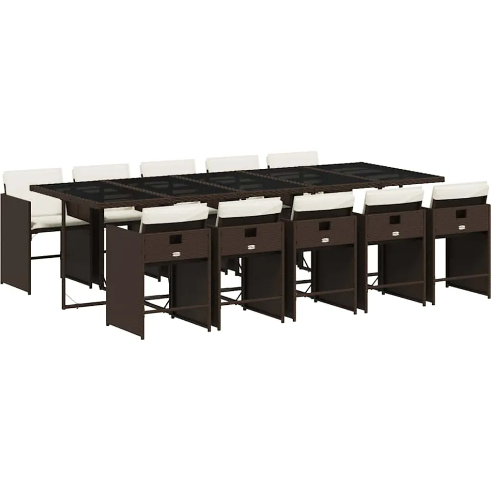 vidaXL 11-delige Tuinset met kussens poly rattan bruin, foto 3