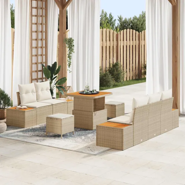 vidaXL Tuinbankenset 8 st 7-zits Beige en Crème