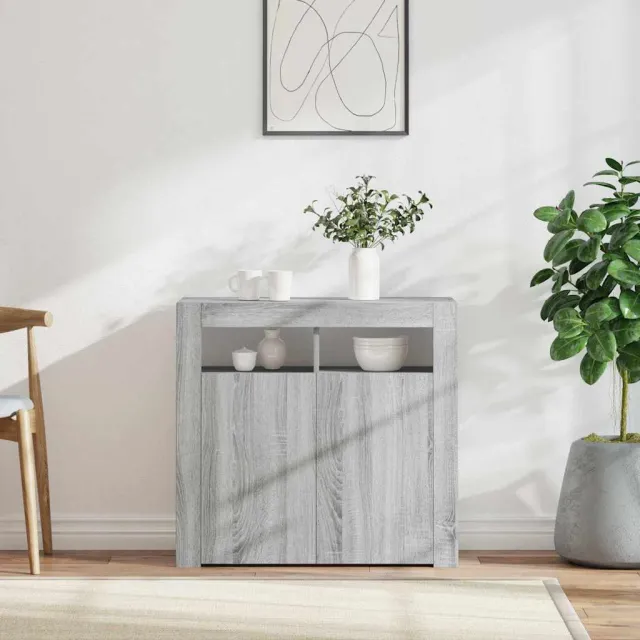 vidaXL Dressoir met LED-verlichting 80x35x75 cm grijs sonoma eiken