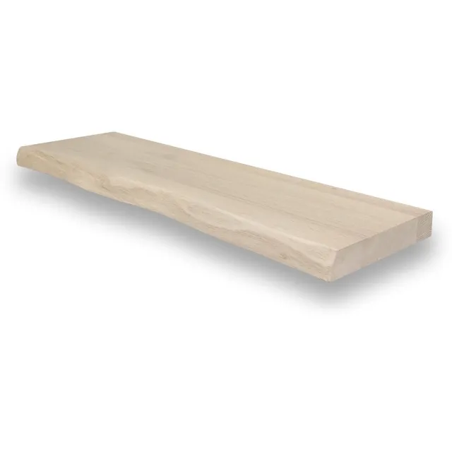 WOODBROTHERS Wandplank zwevend eiken boomstam 80 x 20 cm - Eikenhouten wandplank - Wandplank - Zwevende wandplank - Fotoplank - Boomstam plank - Muurplank - Muurplank zwevend Onbehandeld eiken | Naturel
