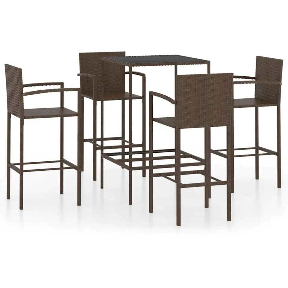 vidaXL 5-delige Tuinbarset poly rattan bruin, foto 4
