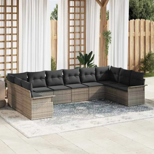 vidaXL Tuin Sofa Set 10 st Grijs poly rattan