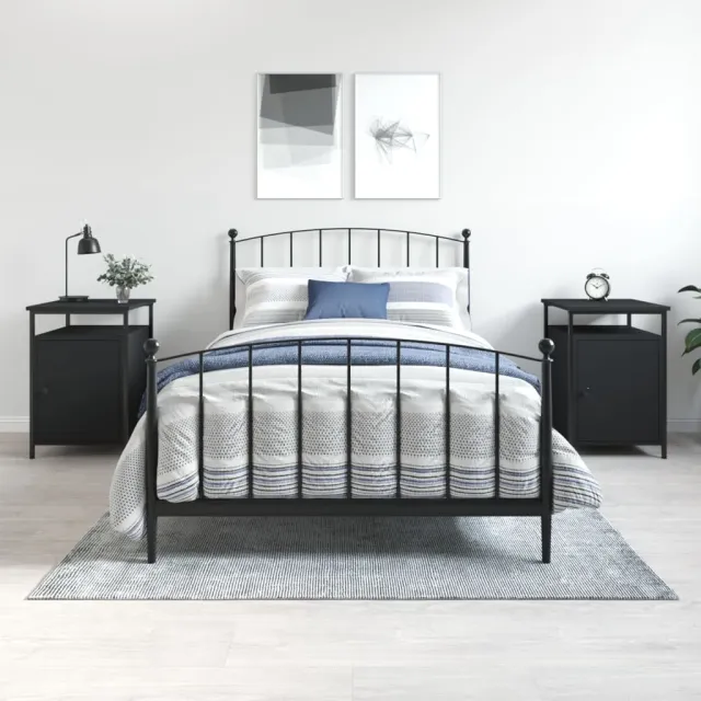 vidaXL Nachtkastjes 2 st 40x42x60 cm bewerkt hout zwart, foto 2