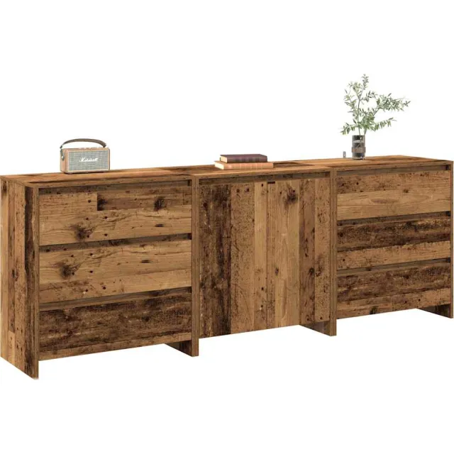 vidaXL 3-delige Dressoirs bewerkt hout oud houtkleurig Bruin
