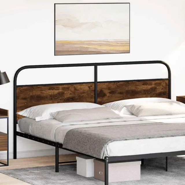vidaXL Vervangend hoofdbord 190 cm staal en gerookt eikenkleurig Bruin