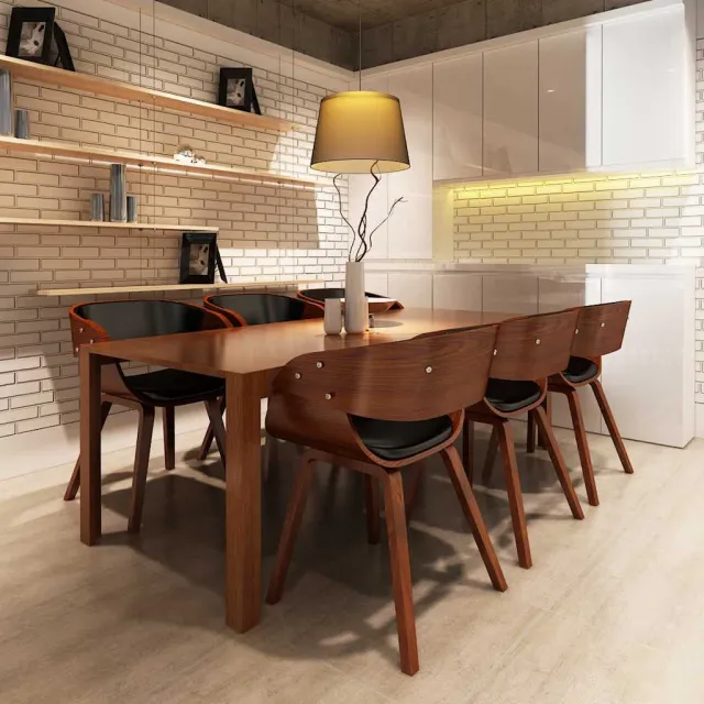 vidaXL Eetkamerstoelen 6 st kunstleer bruin, foto 2