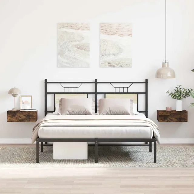 vidaXL Nachtkastjes 2 st zwevend 40x30x15cm bewerkt hout gerookt eiken, foto 2