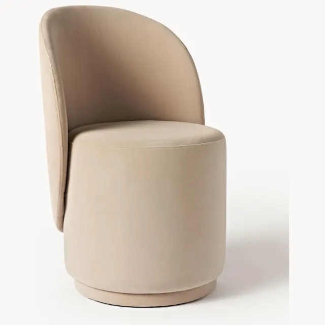 Westwing Collection Fluwelen gestoffeerde stoel Zeyno Beige