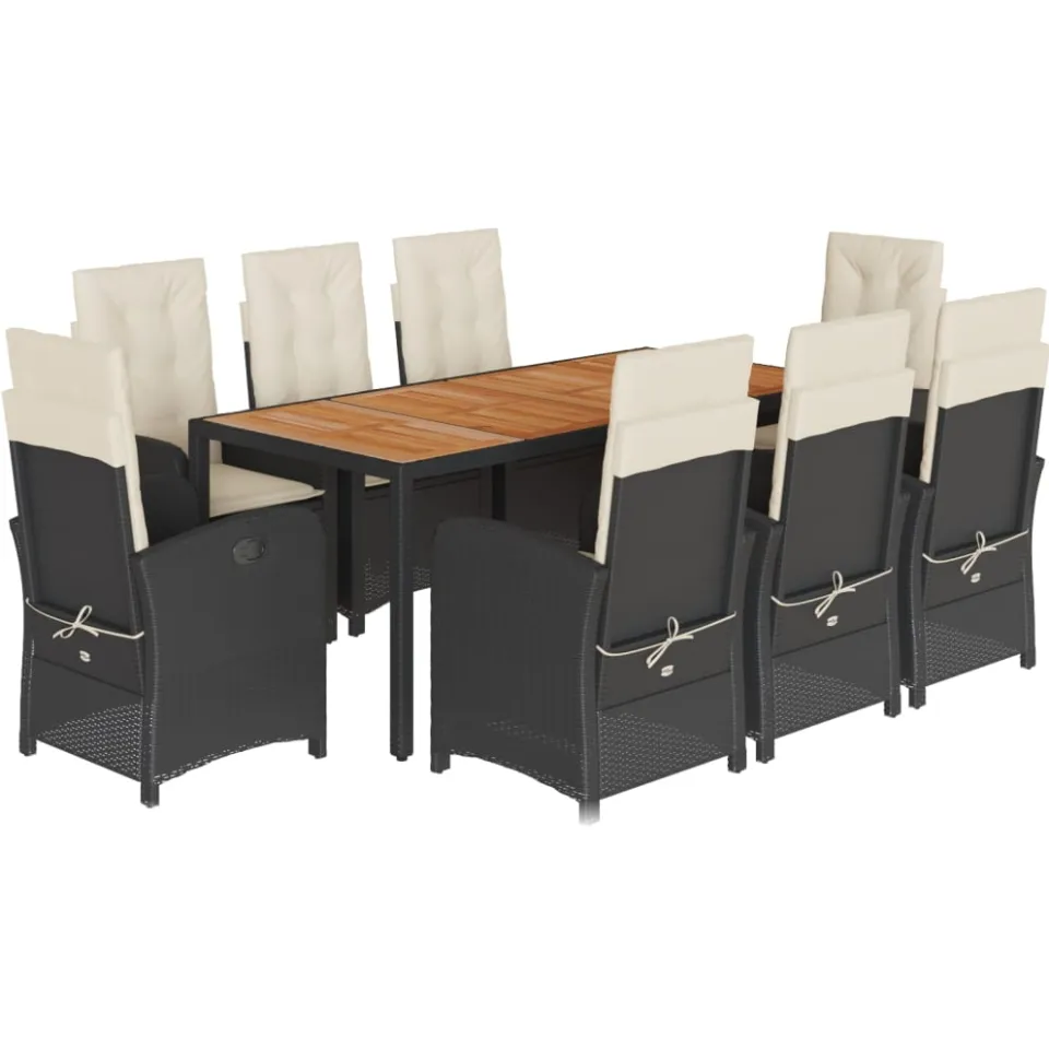 vidaXL 9-delige Tuinset poly rattan zwart, foto 4