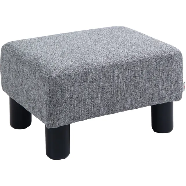 Lunpog Voetenbank, Zithocker, Rechthoekige Ottoman, Voetensteun van Linnen, Gestoffeerde Hocker tot 110 kg Draagvermogen, voor Woonkamer, Gang, 40 x 30 x 24 cm grijs