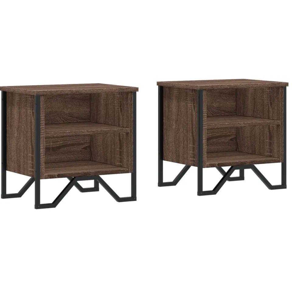 vidaXL Nachtkastjes 2 st 40x30x40 cm bewerkt hout bruin eikenkleurig