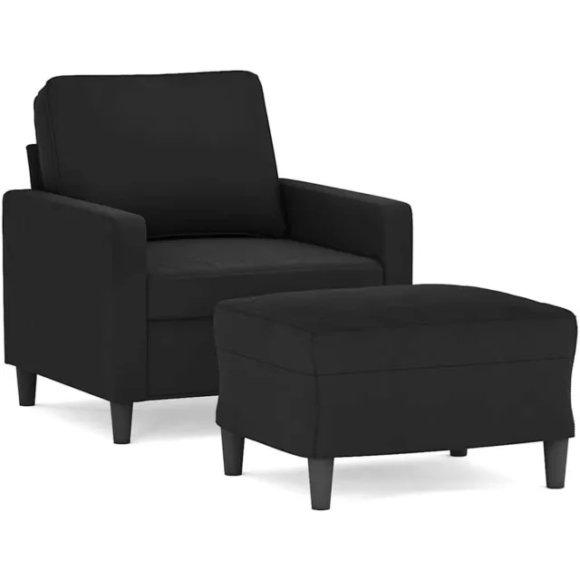 vidaXL Fauteuil - met - voetenbank - 60 - cm - fluweel - zwart