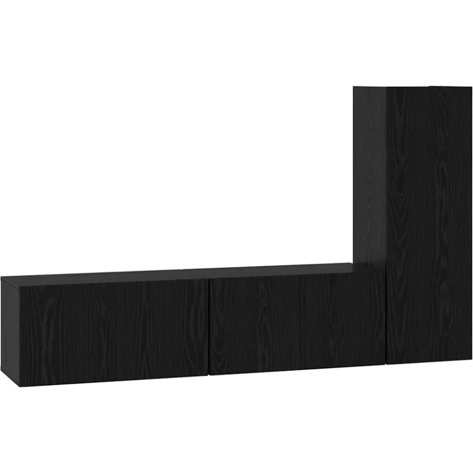 vidaXL Tv-meubelset 3 st Zwart Eiken Bewerkt hout, foto 3