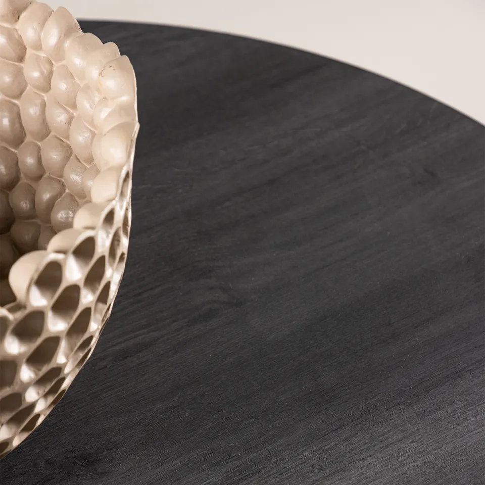 Nest living Zayn houten salontafel zwart - Ø80 cm, foto 4