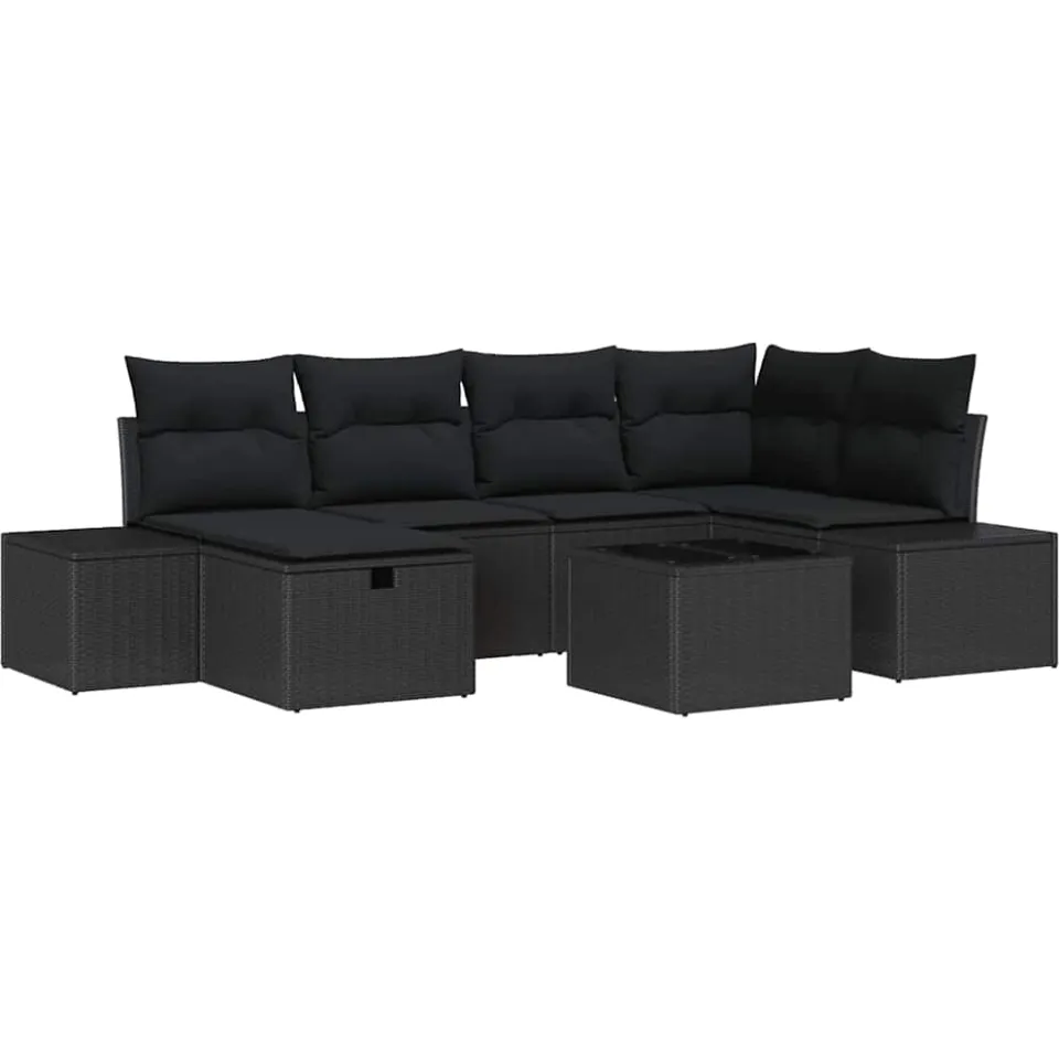 vidaXL Tuin Sofa Set 7 st Zwart poly rattan