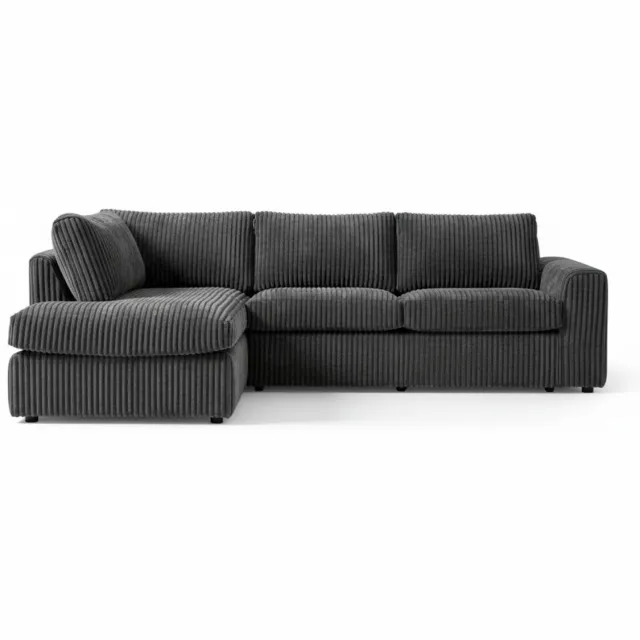 Mysofa Hoekbank Teddy - Antraciet Teddy - Links - 271x199x91cm