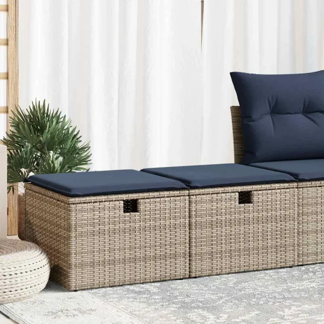 vidaXL 2-delige Loungeset met kussens poly rattan acacia grijs