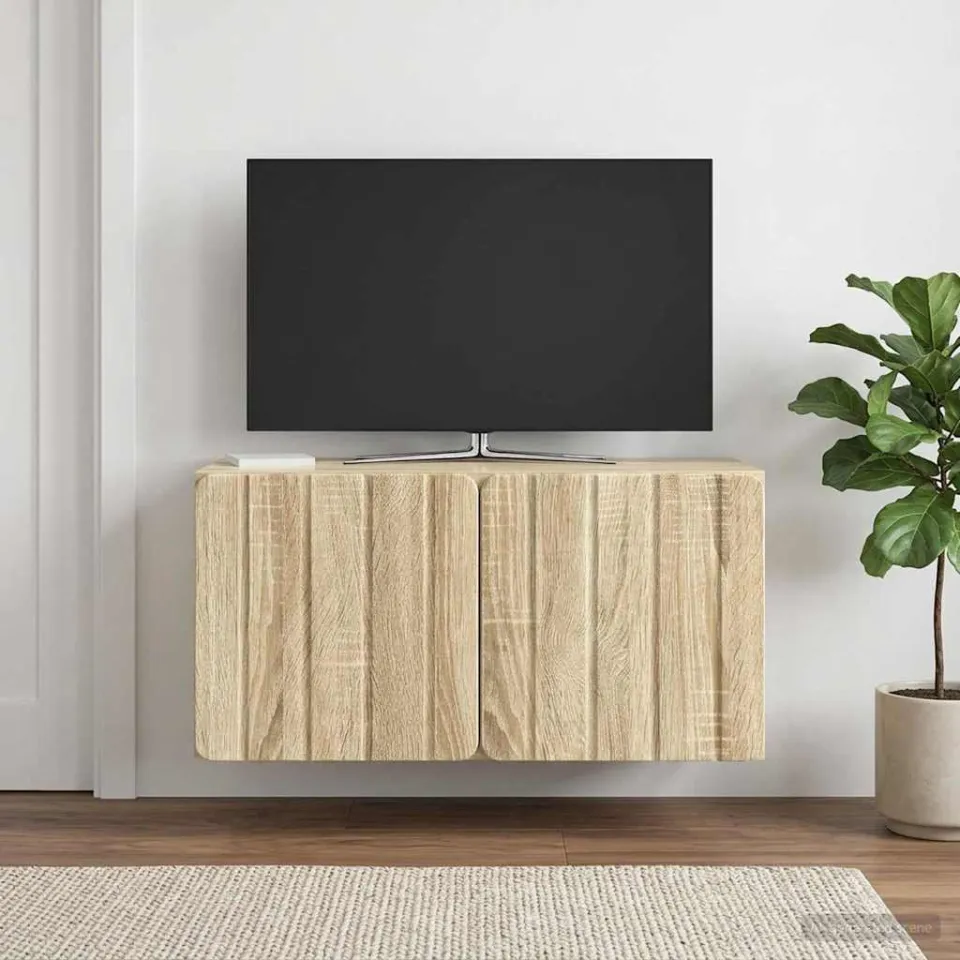 vidaXL Wandbeugel TV-kast 59,5 x 31 x 30 cm Sonoma Eiken Bewerkt hout, foto 4