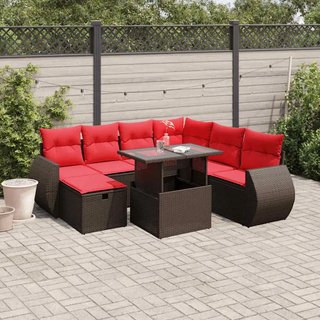 vidaXL 8-delige tuinbankset met kussens, bruin polyrotan, foto 2