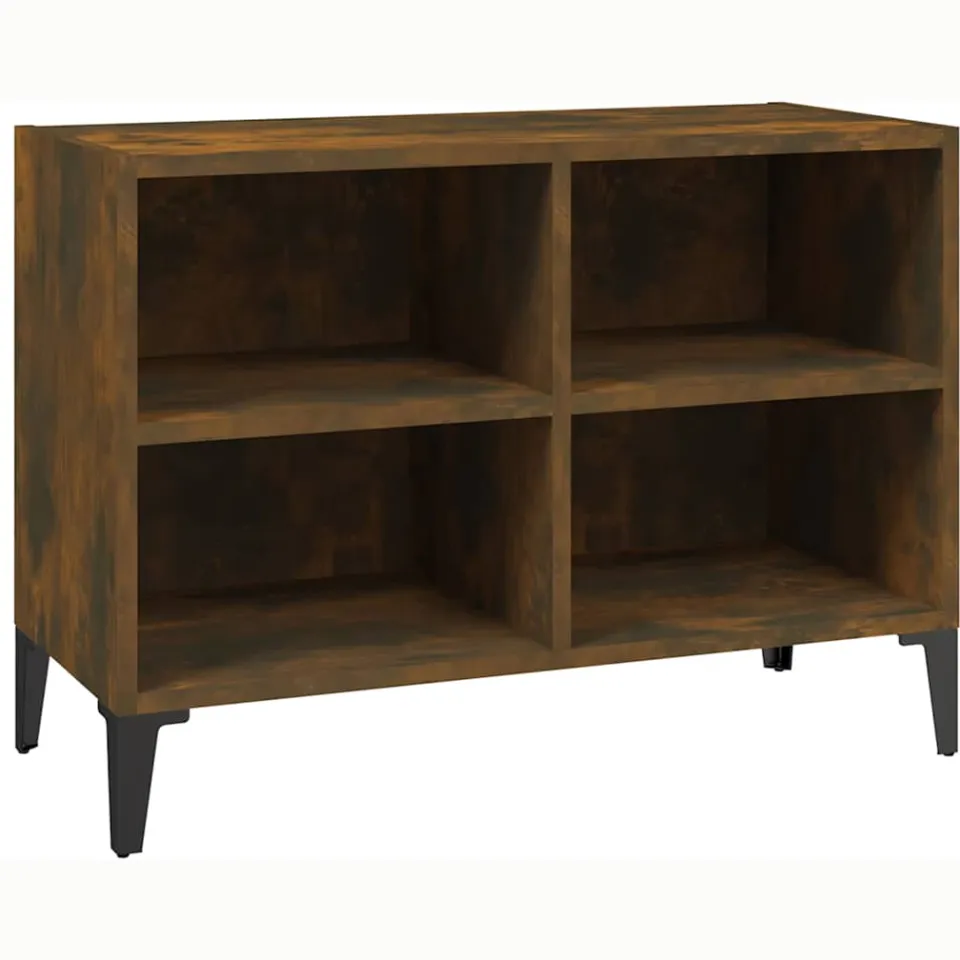 vidaXL Tv-meubel met metalen poten 69,5x30x50 cm gerookt eikenkleurig, foto 3