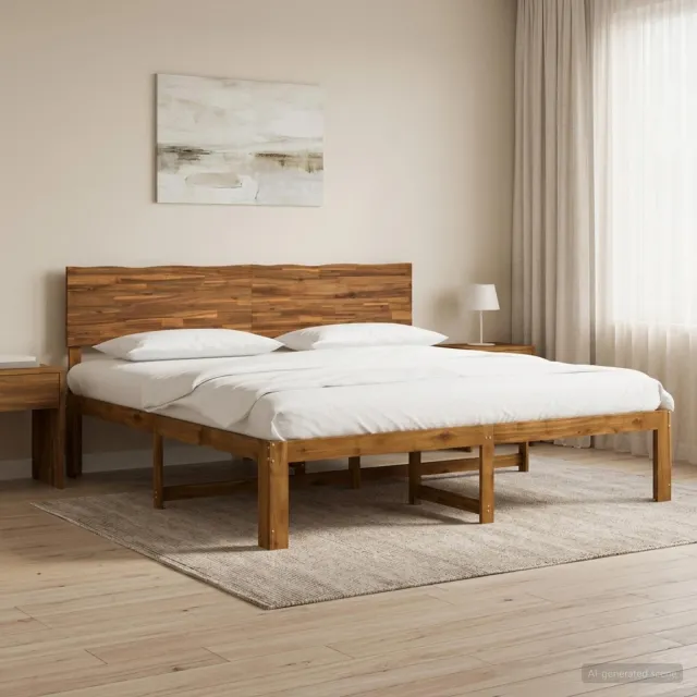 vidaXL Tweepersoonsbed met hoofdeinde ROSTOCK Naturel 193 x 203 cm