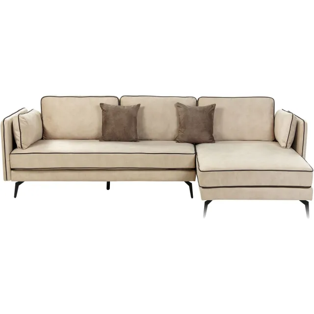 Beliani ALTAN - Hoekbank - Beige - Linkerzijde - Fluweel