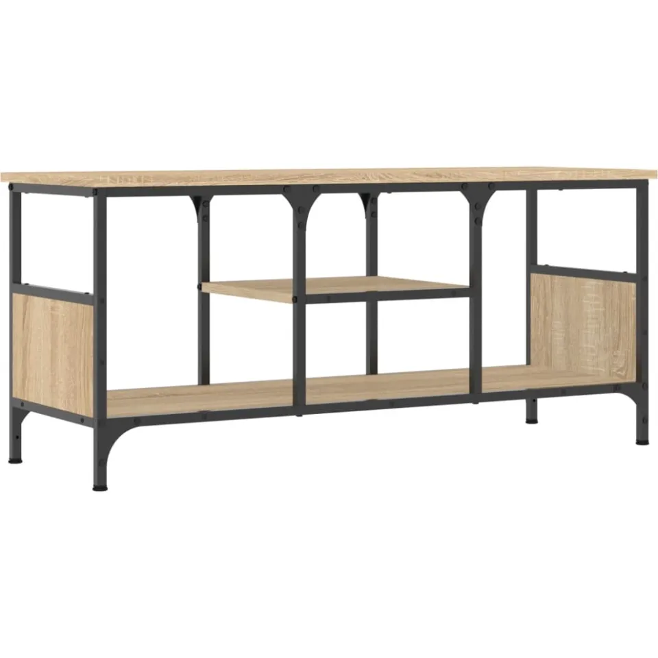 vidaXL Tv-meubel 100x33x45 cm bewerkt hout en ijzer sonoma eikenkleur, foto 3
