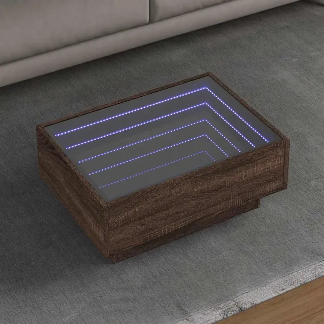 vidaXL Salontafel met LED 70x50x30 cm bewerkt hout bruin eikenkleurig, foto 2