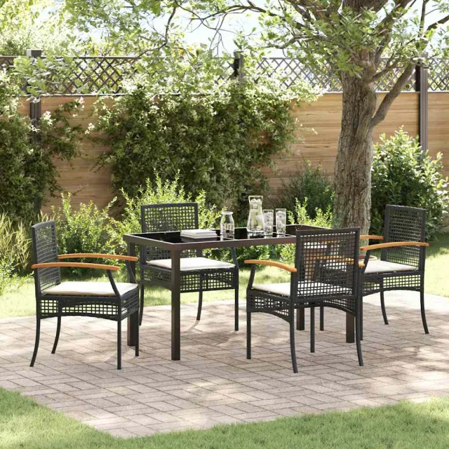 vidaXL Tuin eettafelset 5 st Zwart Rattan