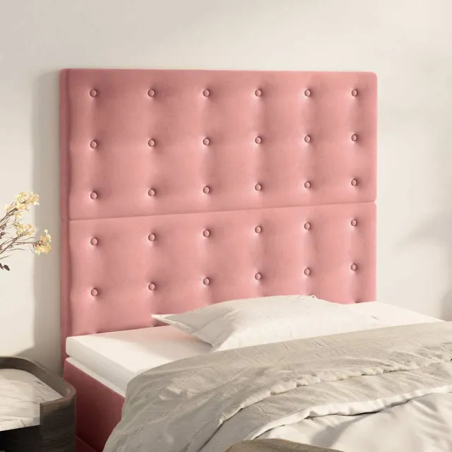 vidaXL Hoofdbord roze 100x5x118/128 cm fluweel