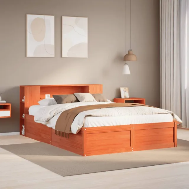 vidaXL Bed met matras massief grenenhout wasbruin 140x190 cm bruin