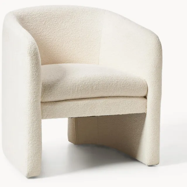 Westwing Collection Bouclé loungefauteuil Mairo beige