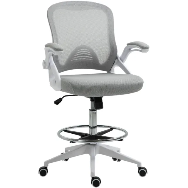 ZYLARO Bureaustoel met Voetensteun - Sta-stoel - In Hoogte Verstelbaar - Draaibaar - Kantoorstoel - Gamestoel - Volwassenen Stoel - Computerstoel - 64 x 60 x 106-126 cm - Lichtgrijs