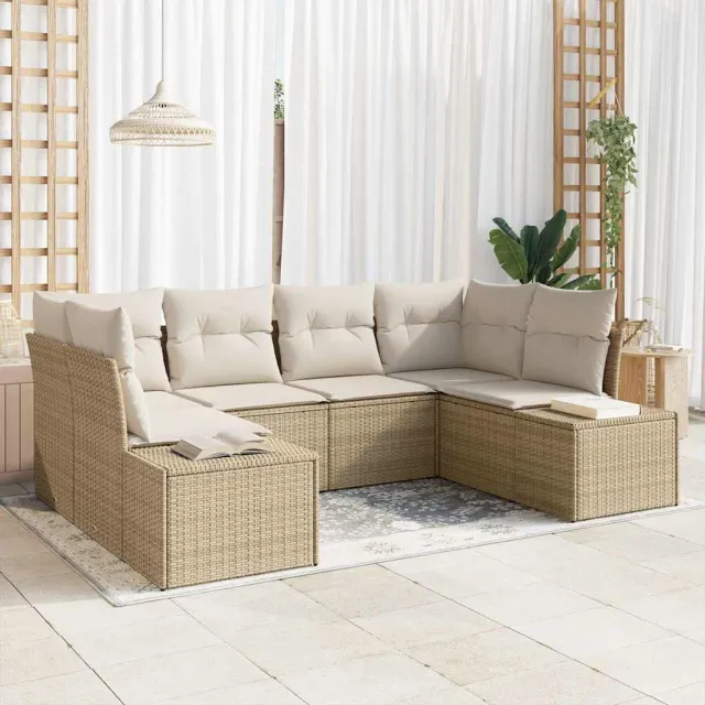 vidaXL Tuin Sofa Set 6 st Beige poly rattan, foto 2