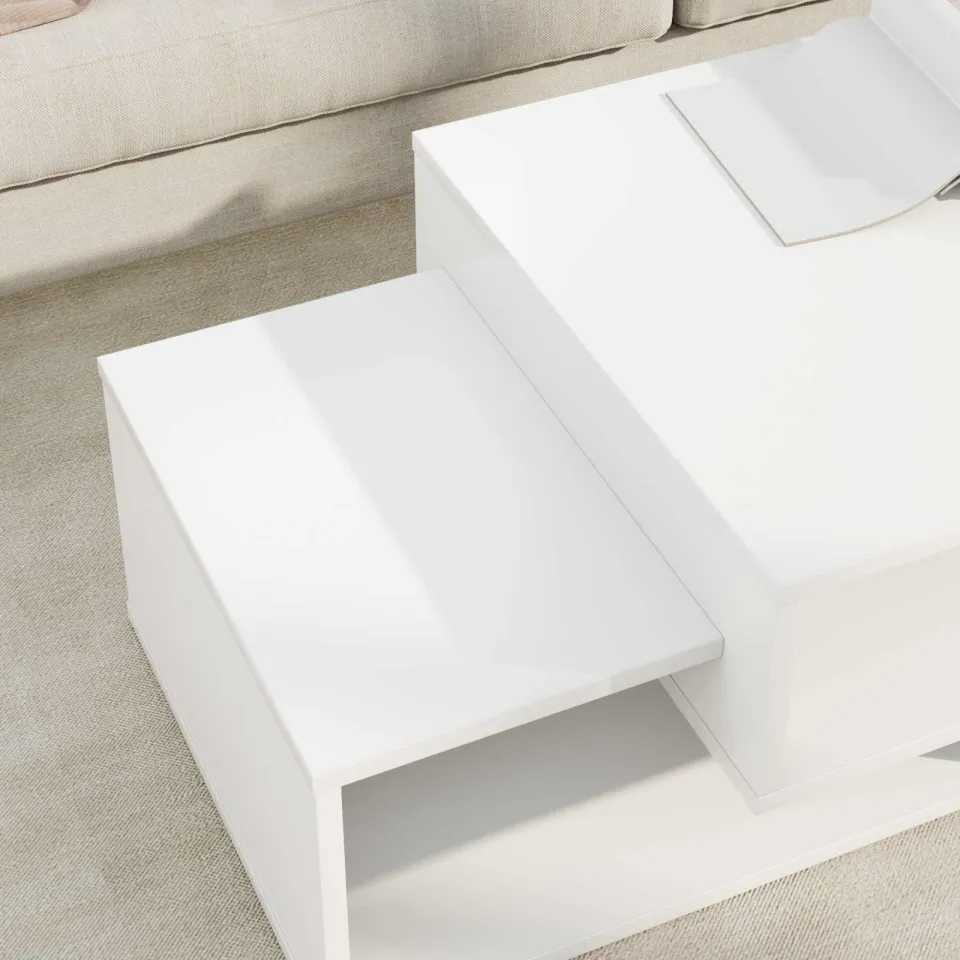 vidaXL Salontafel Wit 105 x 50 x 32,5 cm Bewerkt hout, foto 4