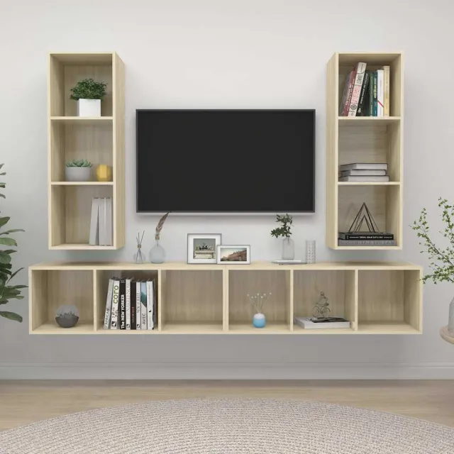 vidaXL Tv-wandmeubelen 4 st bewerkt hout sonoma eikenkleurig Bruin