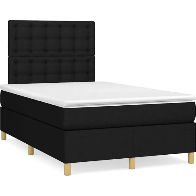 vidaXL Boxspring met matras en LED stof zwart 120x190 cm