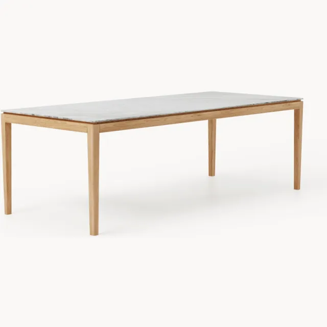 Westwing Collection Eettafel Jackson met tafelblad in marmerlook, verschillende formaten Beige, Wit