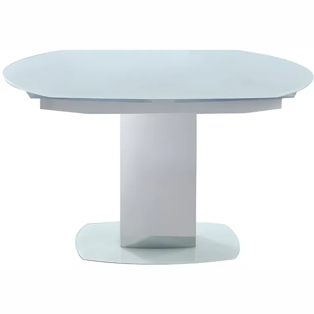 Vente-unique Eettafel TALICIA uitschuifbaar van gehard glas en metaal - 6 tot 8 personen - wit