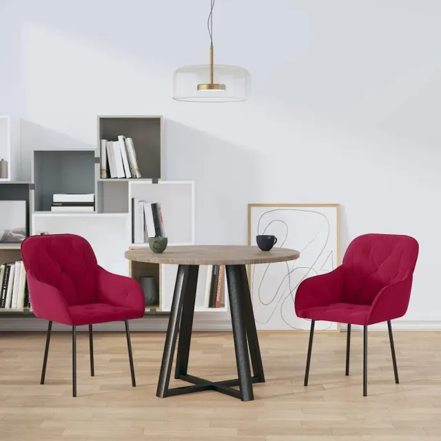 vidaXL Eetkamerstoelen 2 st fluweel wijnrood, foto 2