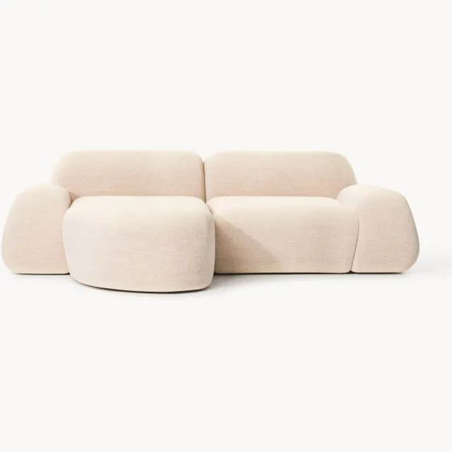 Westwing Collection Modulaire bouclé hoekbank Wolke (3-zits) Roze