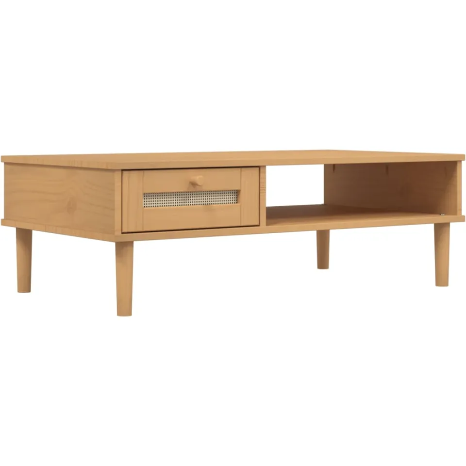 vidaXL Salontafel SENJA 100x55x33 cm rattan-look massief hout bruin, foto 3