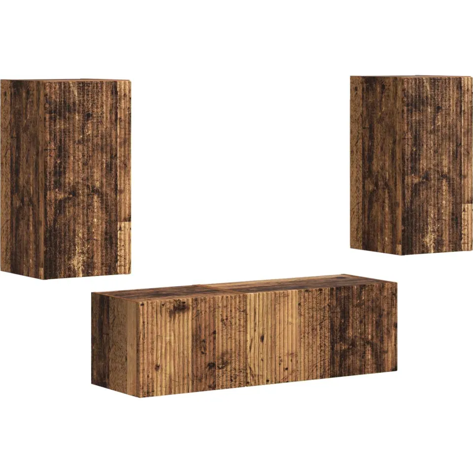 vidaXL TV Wandkast Set 4 st Oudhout Bewerkt hout bruin, foto 3
