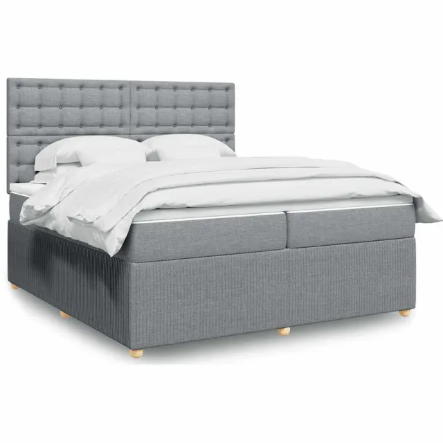 vidaXL Boxspring met matras stof lichtgrijs 200x200 cm grijs